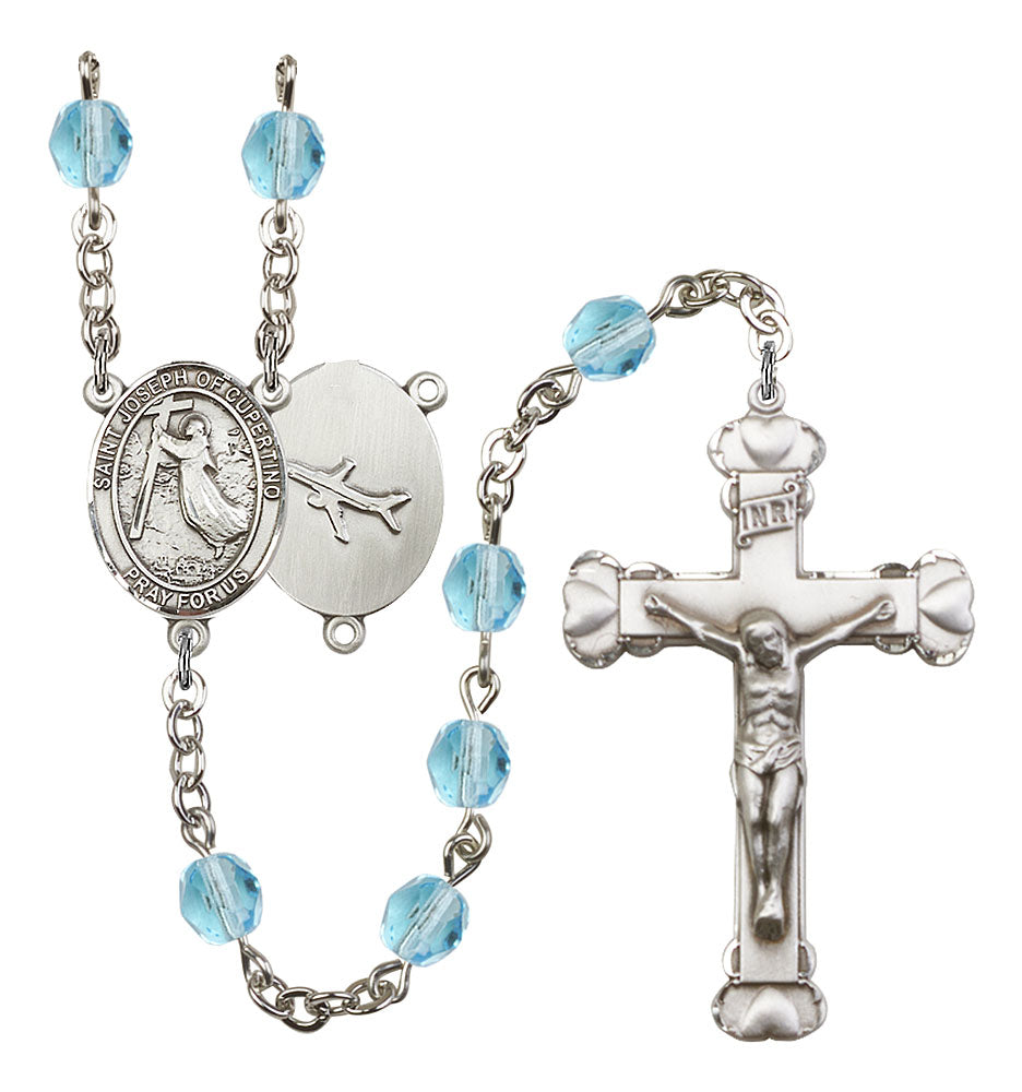 St. Joseph of Cupertino Custom Birthstone Rosary - Silver