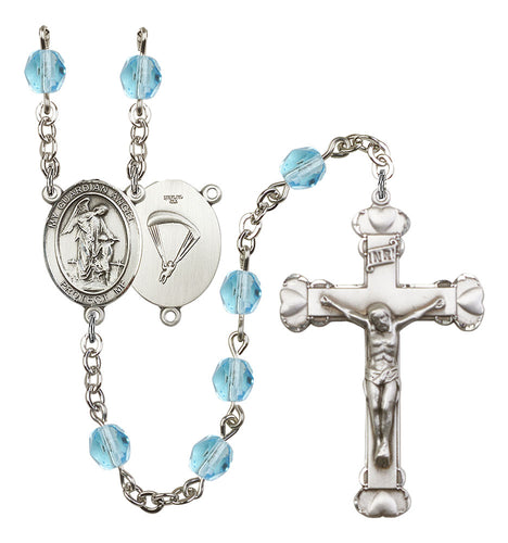 Guardian Angel / Paratrooper Custom Birthstone Rosary - Silver