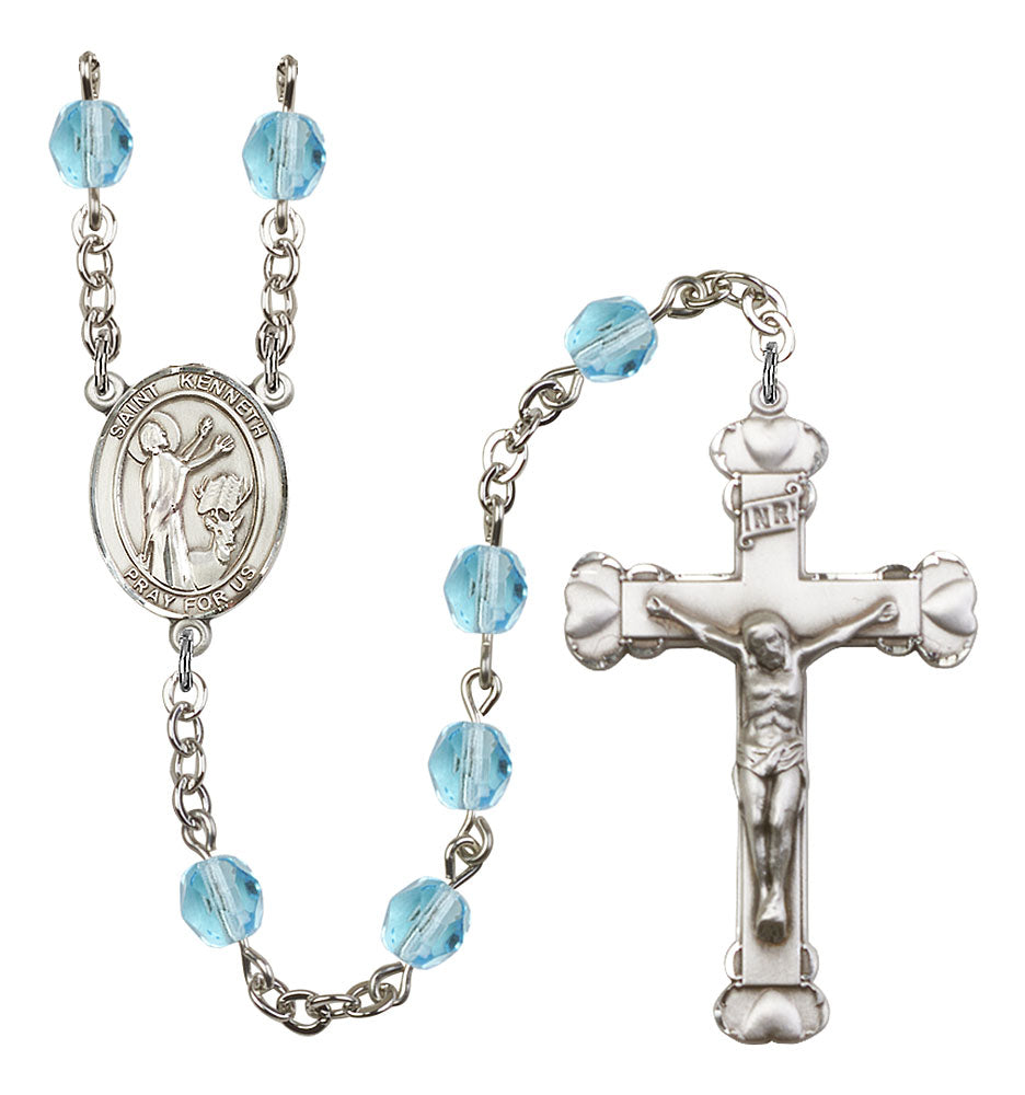 St. Kenneth Custom Birthstone Rosary - Silver