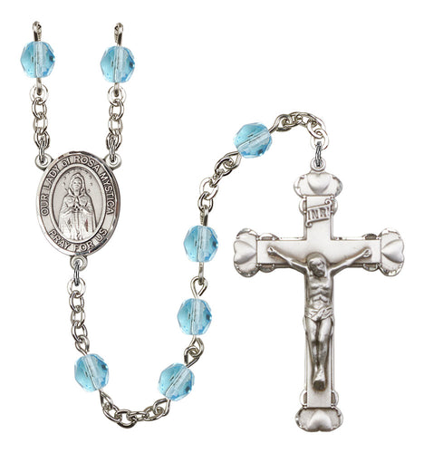 Our Lady of Rosa Mystica Custom Birthstone Rosary - Silver