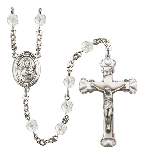 St. John the Apostle Custom Birthstone Rosary - Silver