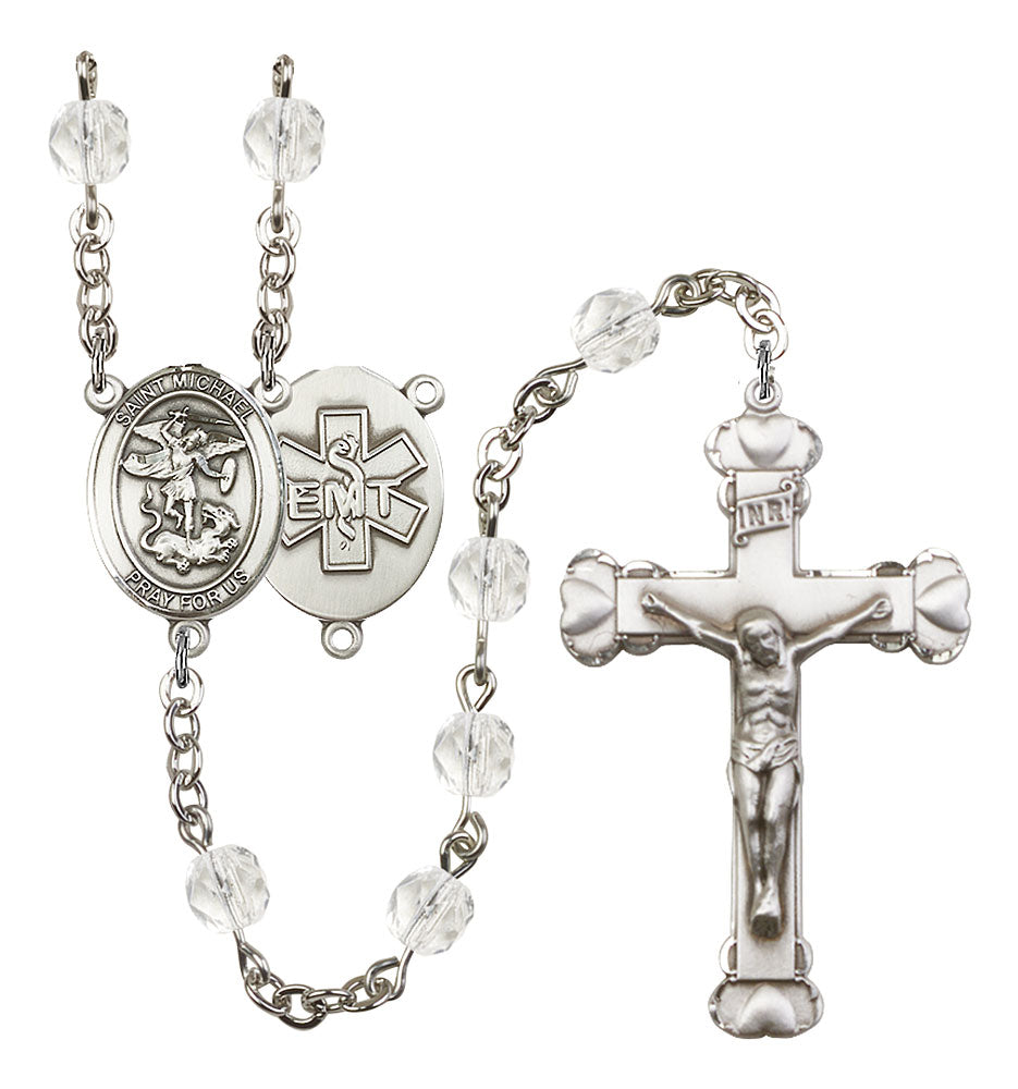 St. Michael the Archangel / EMT Custom Birthstone Rosary - Silver