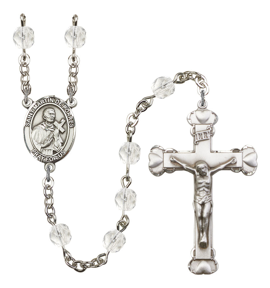 St. Martin de Porres Custom Birthstone Rosary - Silver