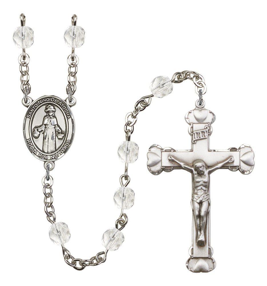 St. Nino de Atocha Custom Birthstone Rosary - Silver