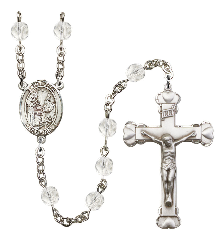 St. Zita Custom Birthstone Rosary - Silver