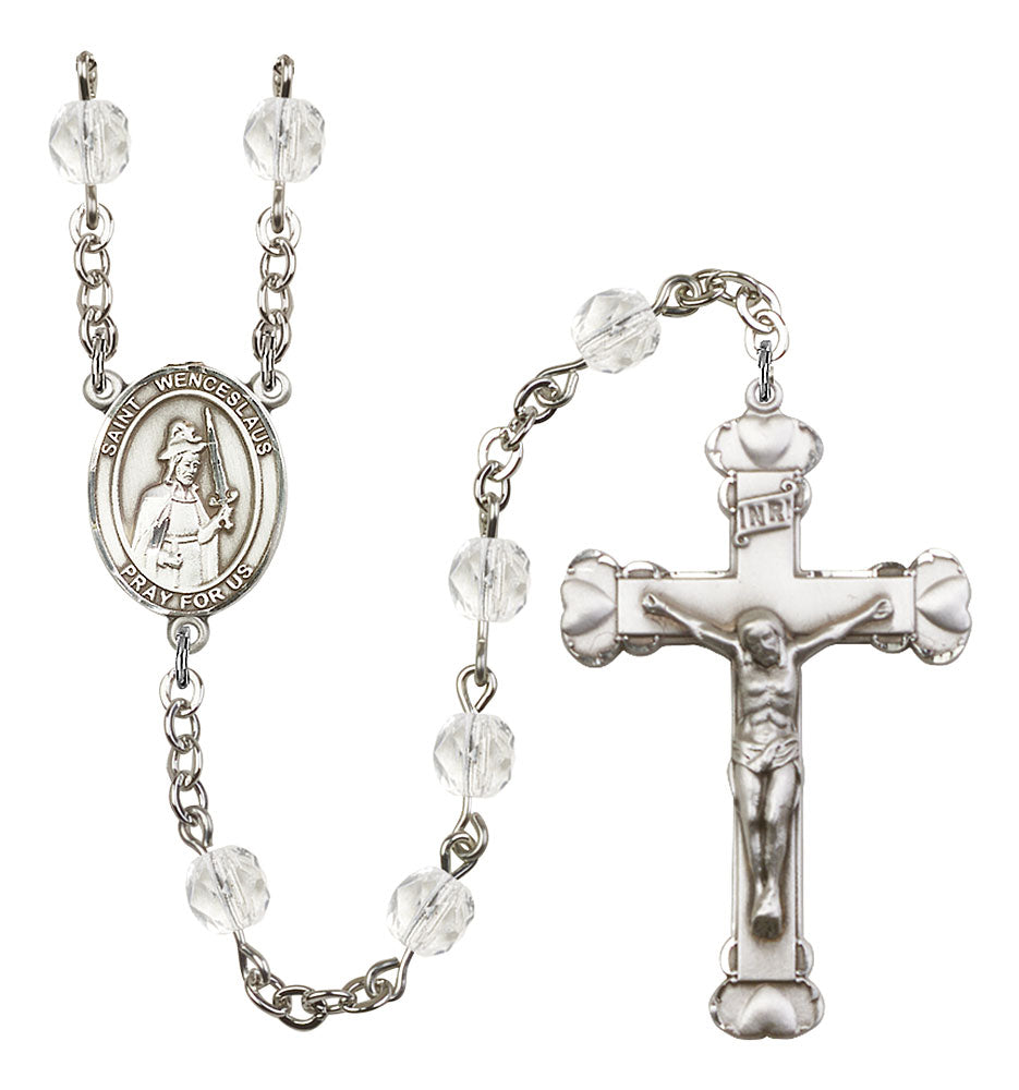 St. Wenceslaus Custom Birthstone Rosary - Silver