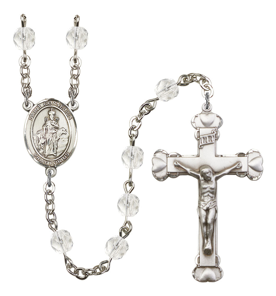 St. Cornelius Custom Birthstone Rosary - Silver