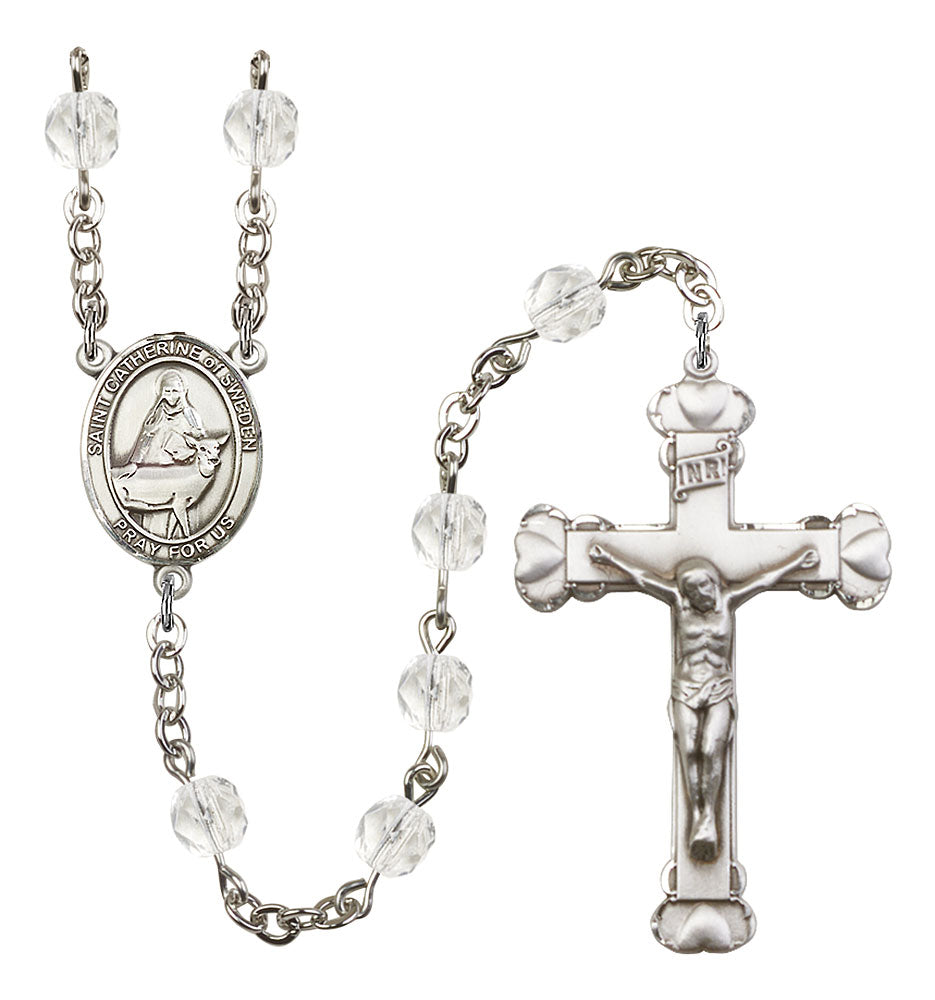 St. Catherine of Sweden Custom Birthstone Rosary - Silver