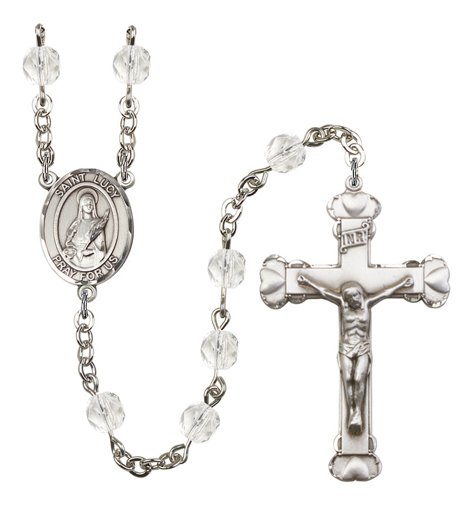 St. Lucy Custom Birthstone Rosary - Silver