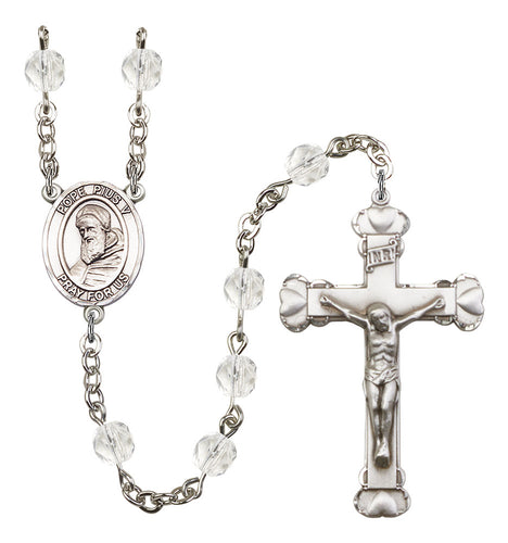 St. Pius X Custom Birthstone Rosary - Silver