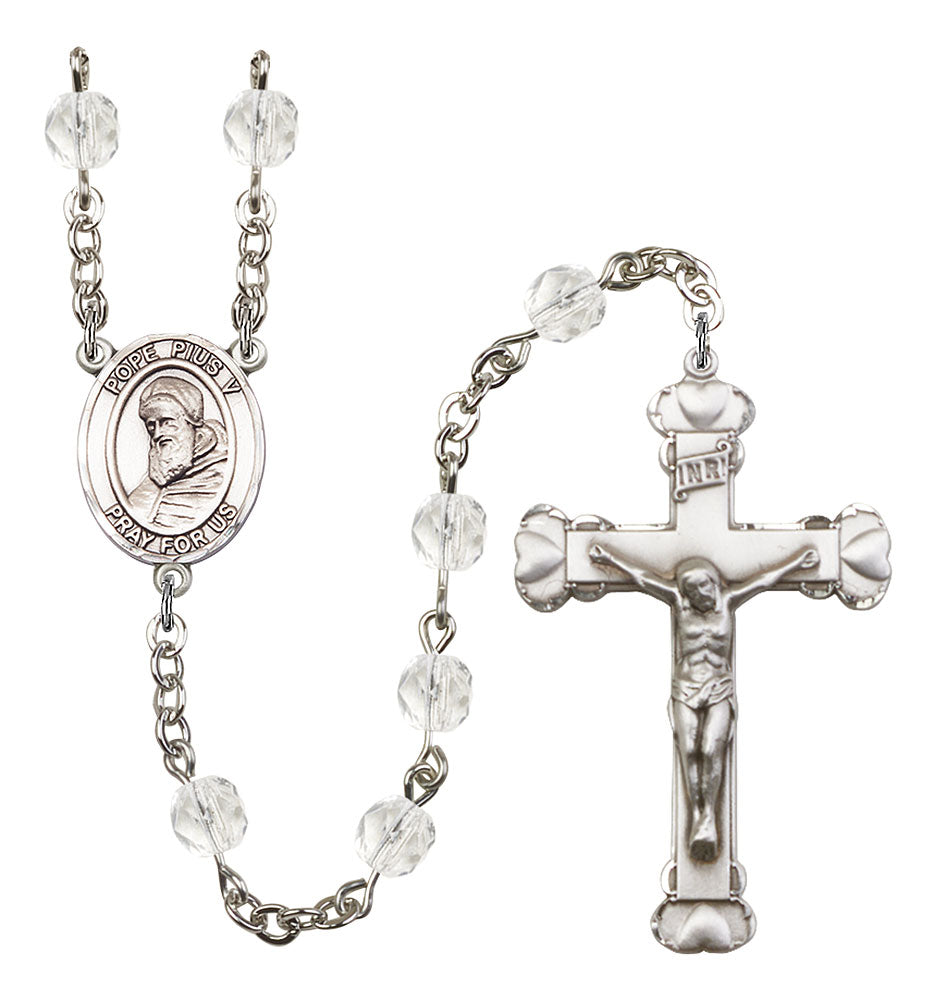 St. Pius X Custom Birthstone Rosary - Silver
