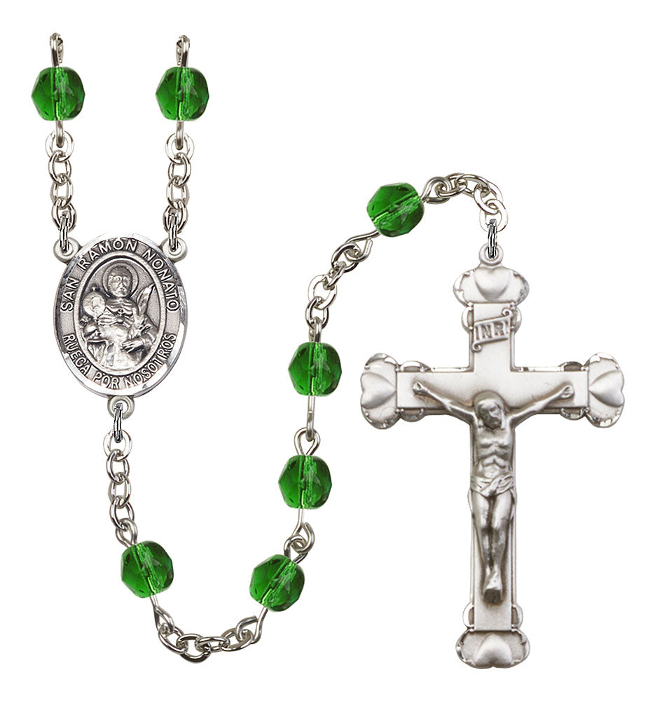 San Raymon Nonato Custom Birthstone Rosary - Silver