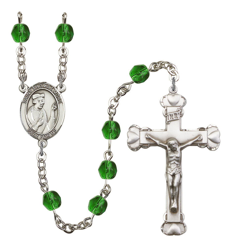 St. Thomas More Custom Birthstone Rosary - Silver