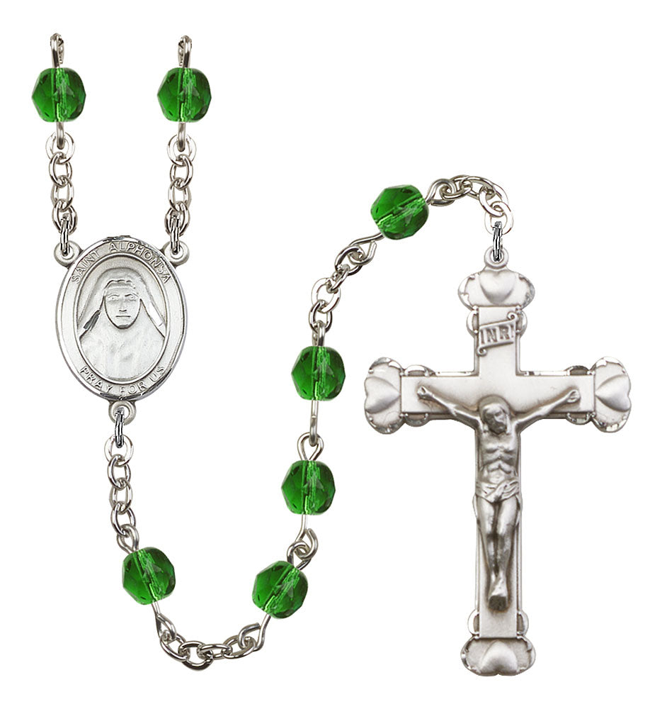 St. Alphonsa Custom Birthstone Rosary - Silver