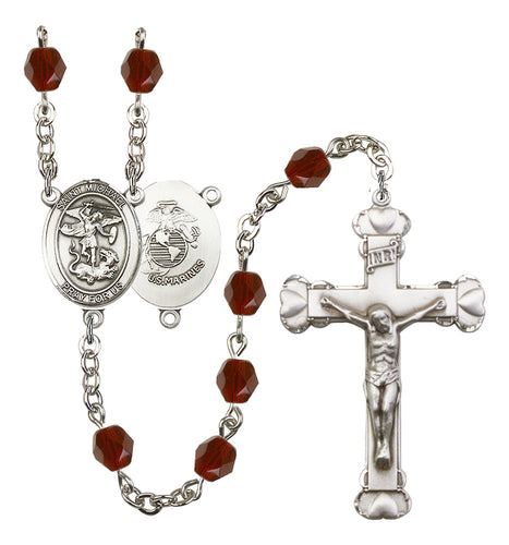 St. Michael Custom Birthstone Rosary - Silver