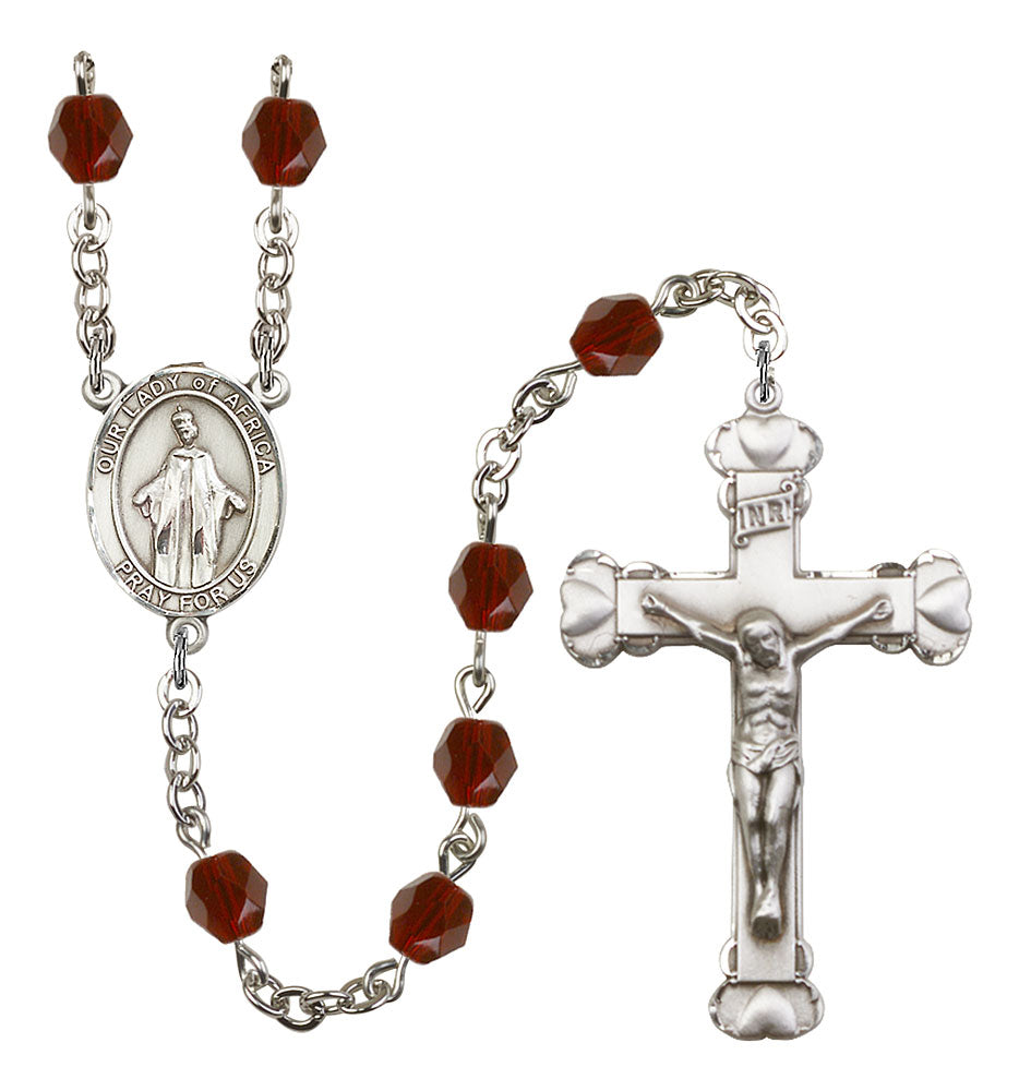 Our Lady of Africa Custom Birthstone Rosary - Silver