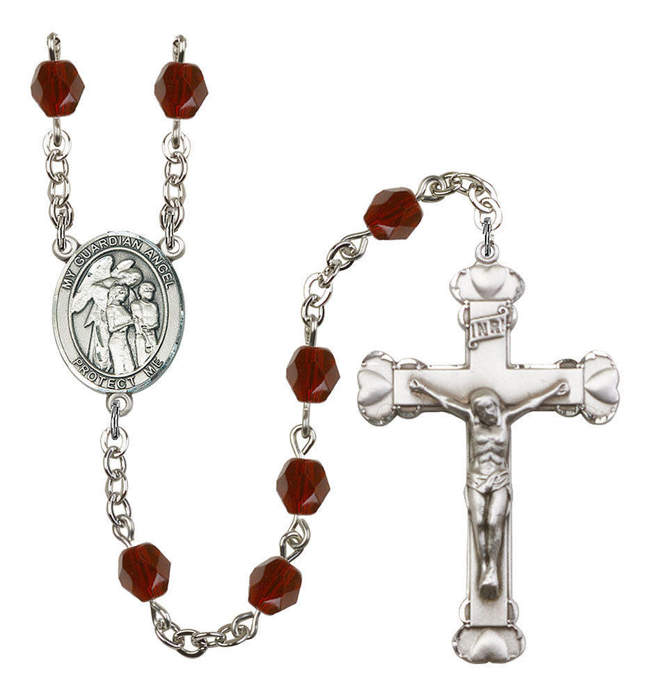 Guardian Angel / Children Custom Birthstone Rosary - Silver