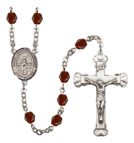 St. Medard of Noyon Custom Birthstone Rosary - Silver