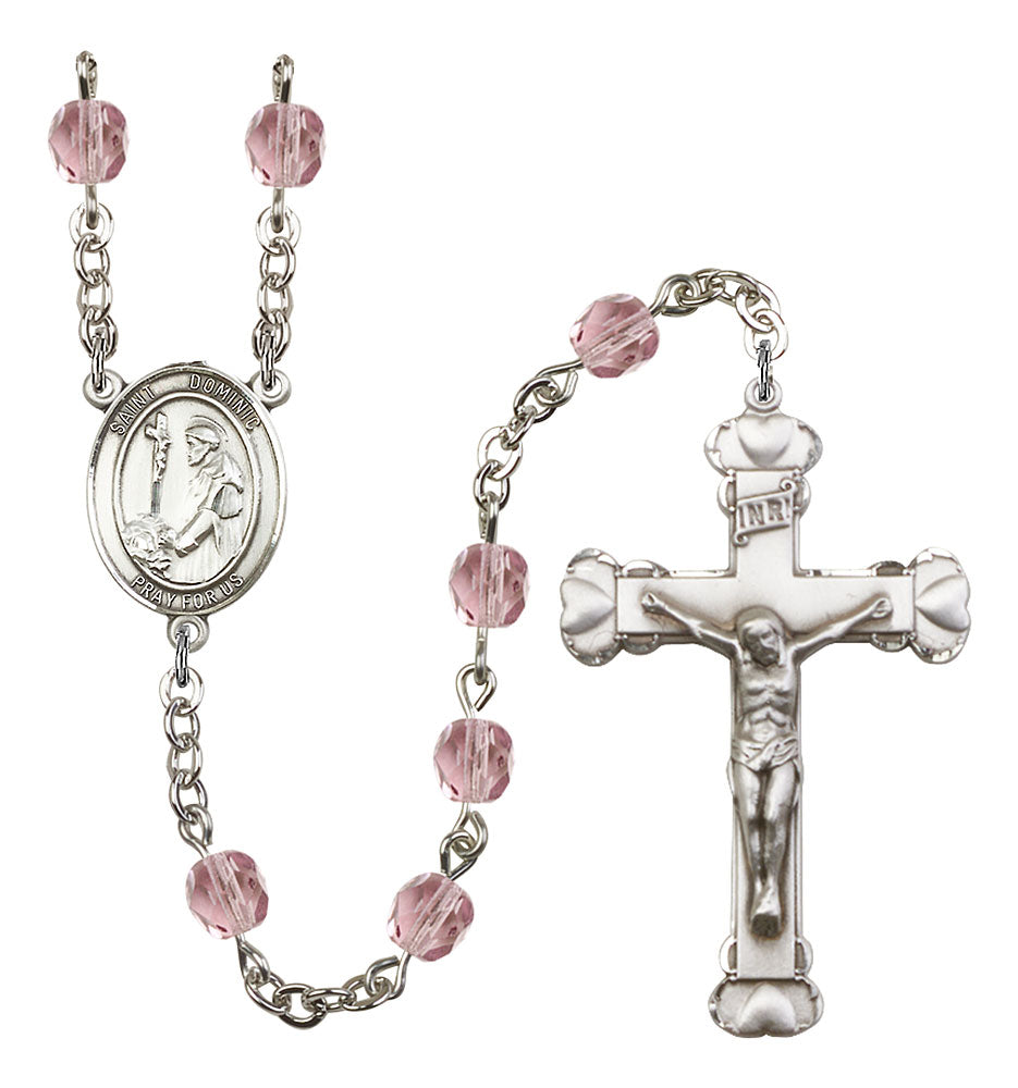 St. Dominic de Guzman Custom Birthstone Rosary - Silver