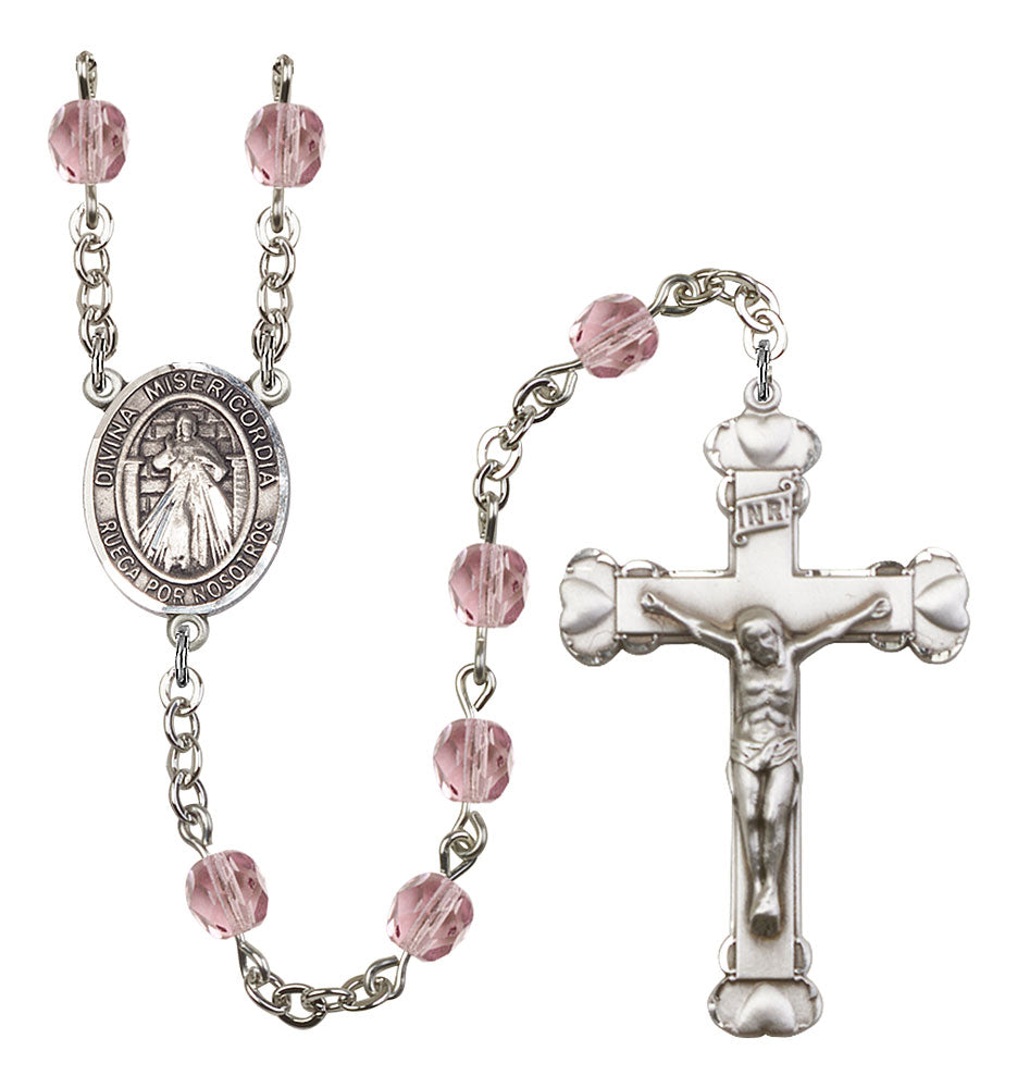 Divina Misericordia Custom Birthstone Rosary - Silver
