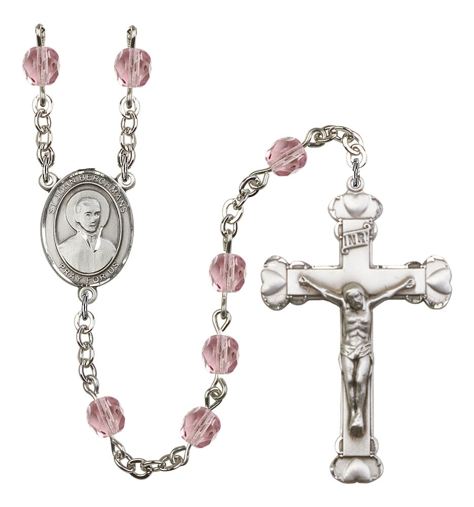 St. John Berchmans Custom Birthstone Rosary - Silver