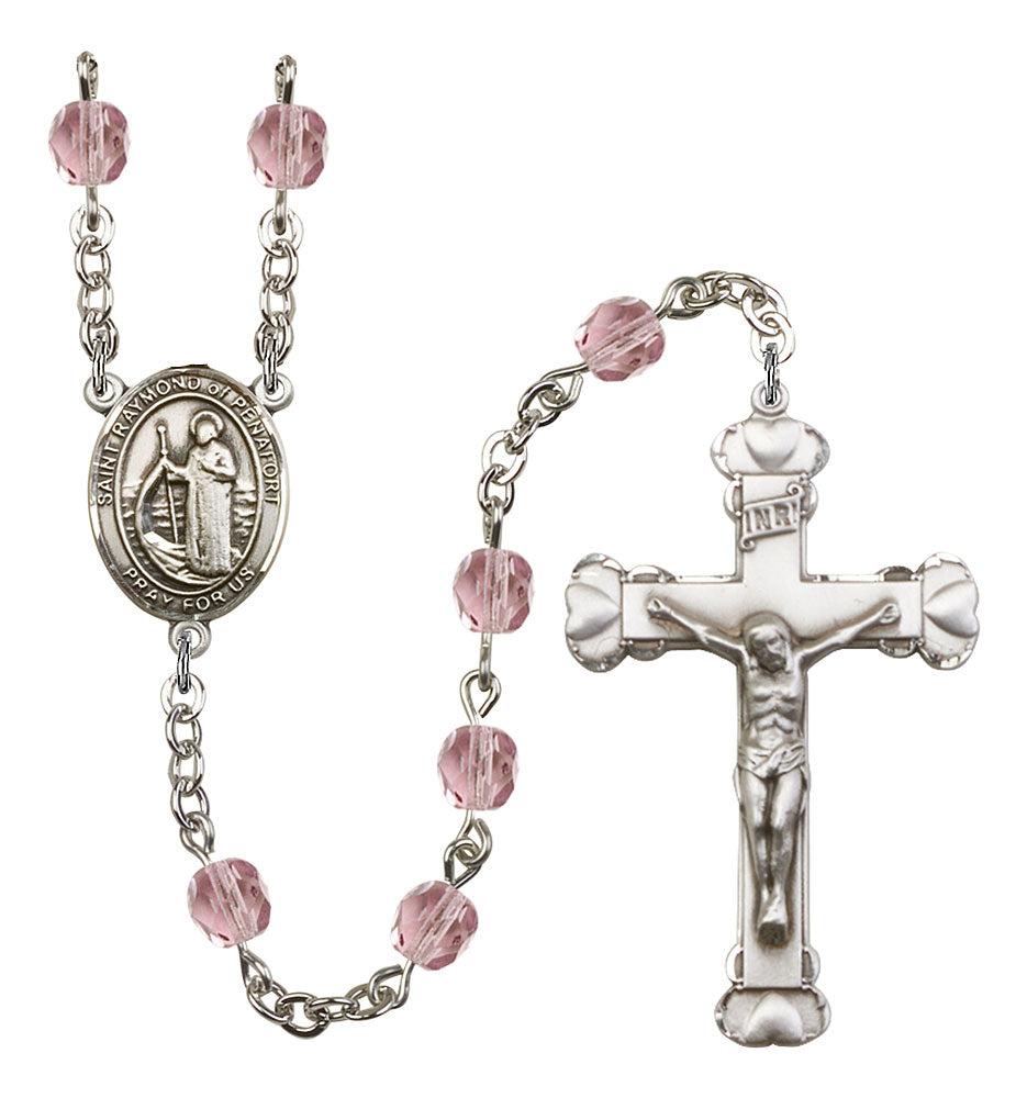 St. Raymond of Penafort Custom Birthstone Rosary - Silver