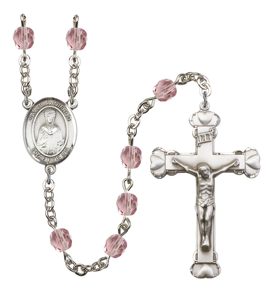 St. Winifred of Wales Custom Birthstone Rosary - Silver