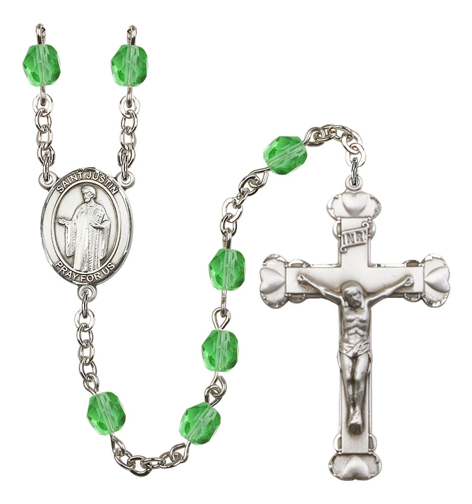 St. Justin Custom Birthstone Rosary - Silver