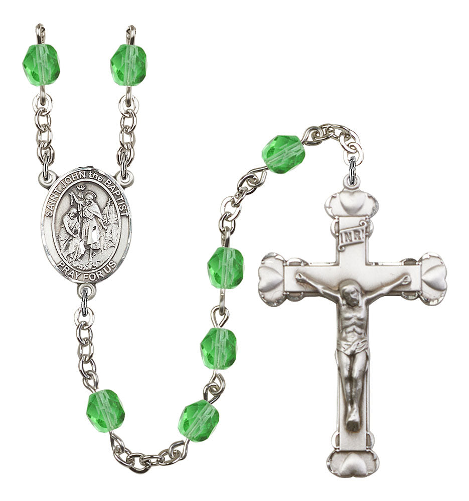 St. John the Baptist Custom Birthstone Rosary - Silver