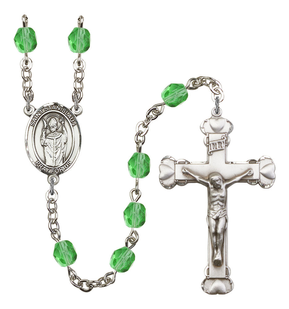 St. Stanislaus of Krakow Custom Birthstone Rosary - Silver