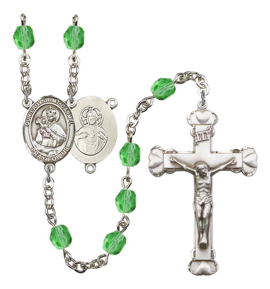 Our Lady of Mount Carmel Custom Birthstone Rosary - Silver