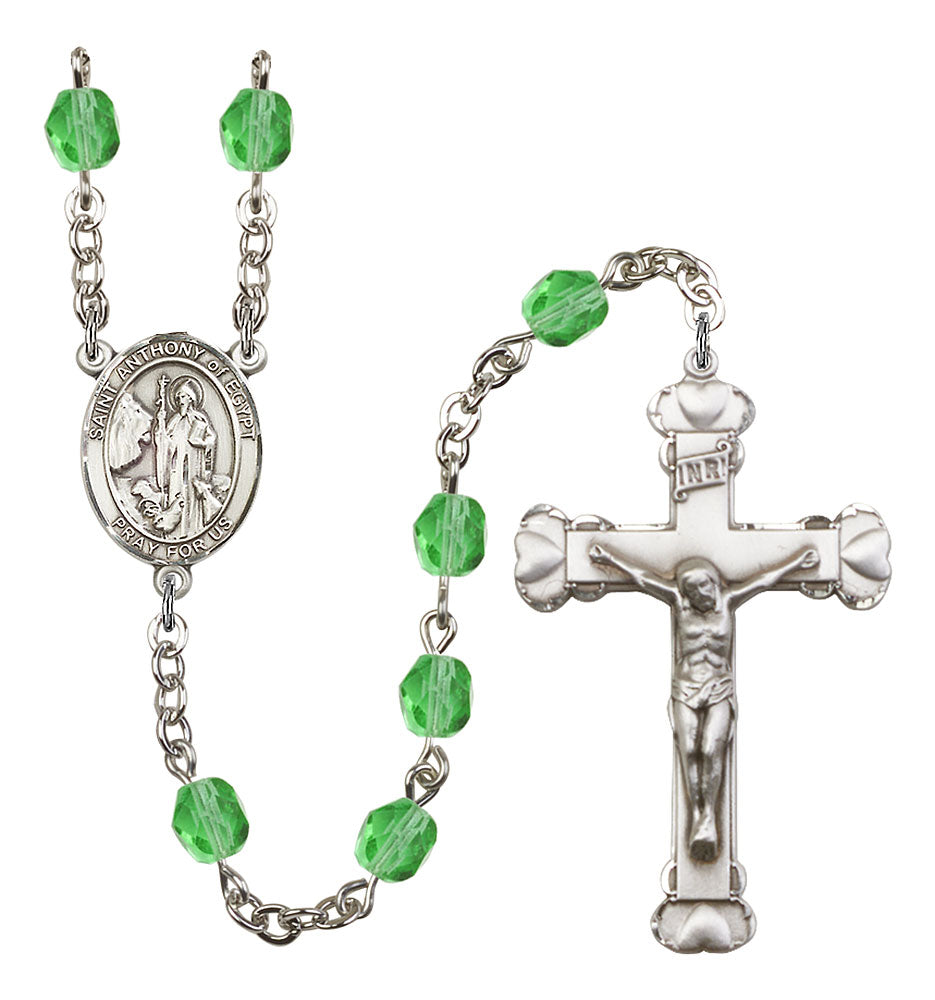 St. Anthony of Egypt Custom Birthstone Rosary - Silver