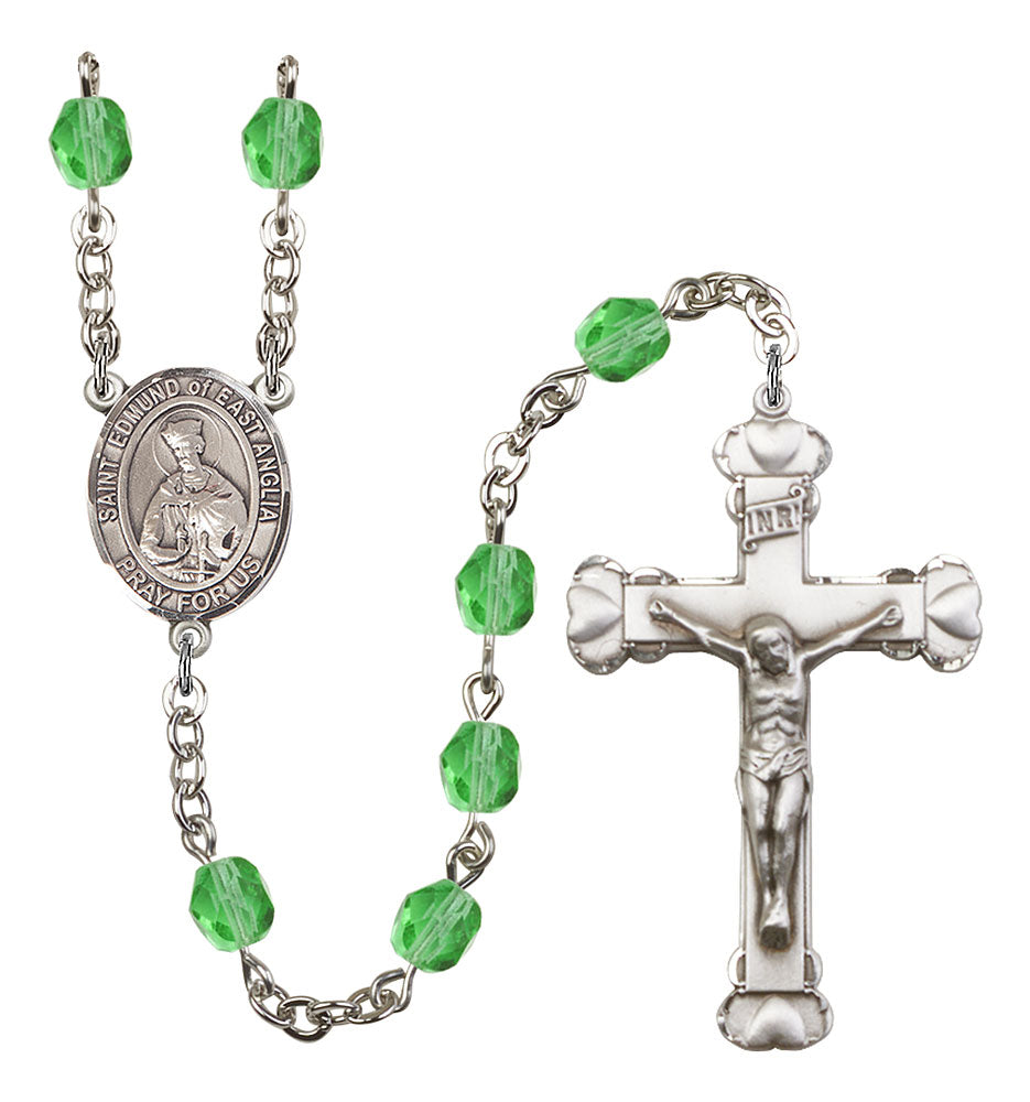St. Edmund of East Anglia Custom Birthstone Rosary - Silver