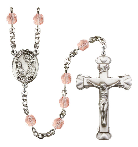 St. Cecilia Custom Birthstone Rosary - Silver