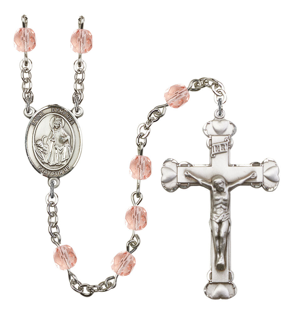 St. Dymphna Custom Birthstone Rosary - Silver