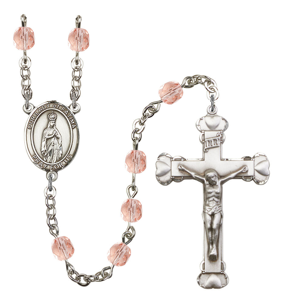 Our Lady of Fatima Custom Birthstone Rosary - Silver