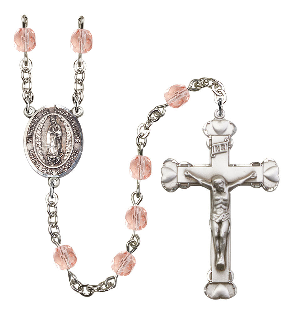 Virgen de Guadalupe Custom Birthstone Rosary - Silver