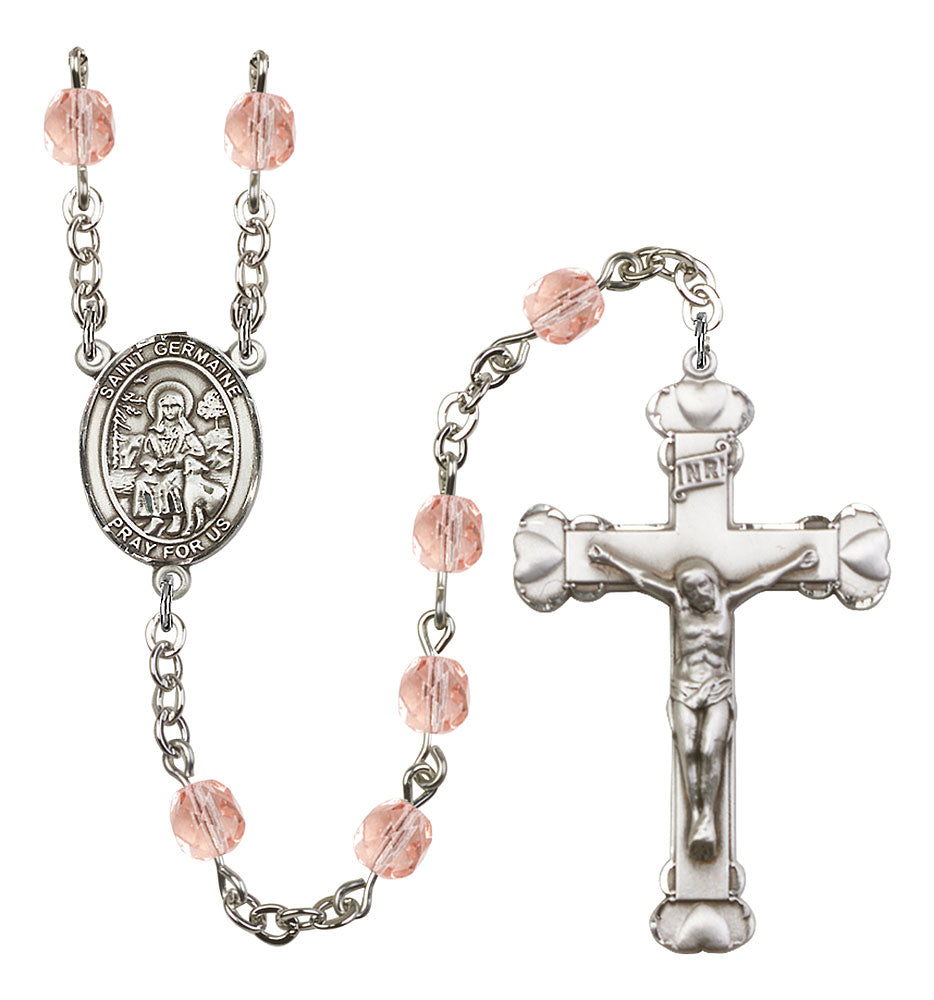 St. Germaine Cousin Custom Birthstone Rosary - Silver