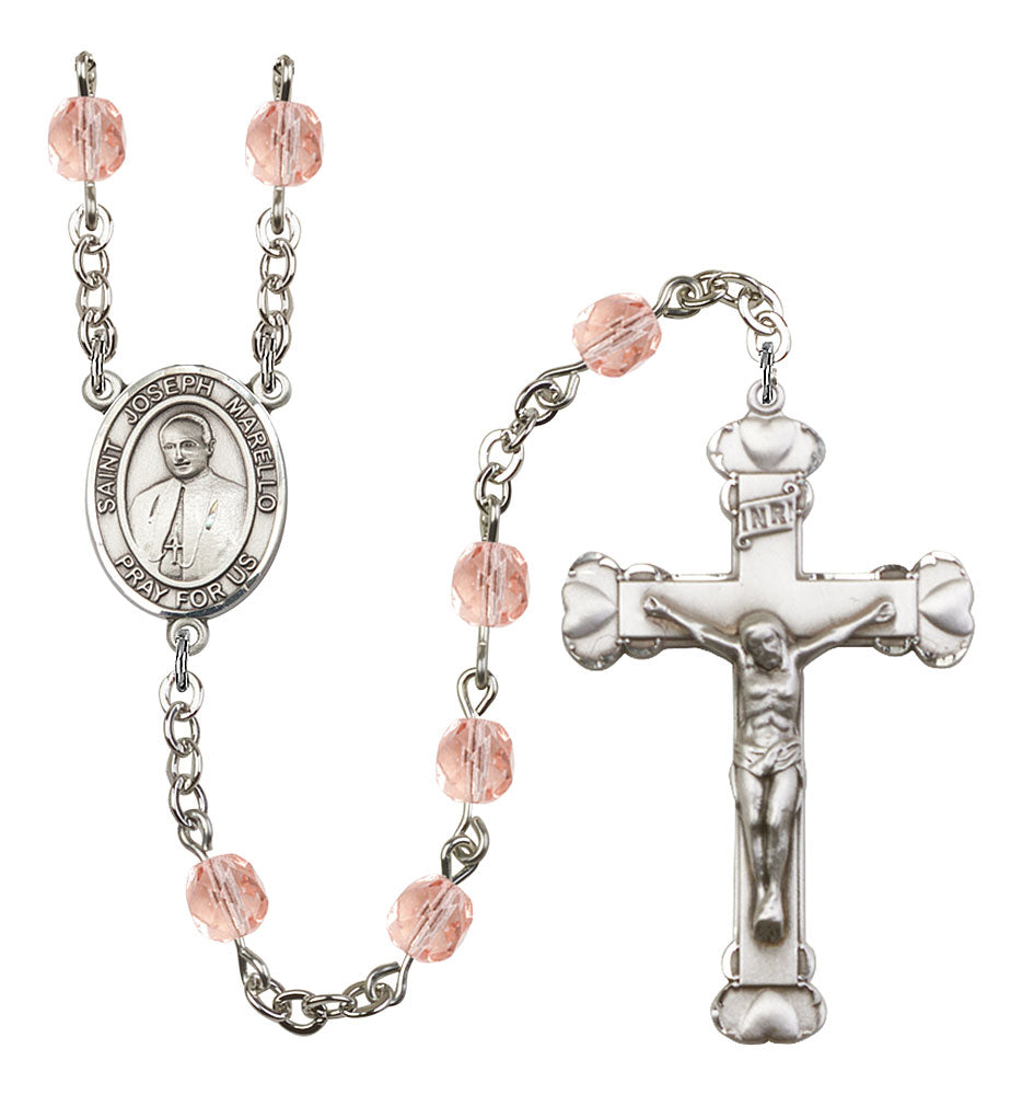 St. Joseph Marello Custom Birthstone Rosary - Silver