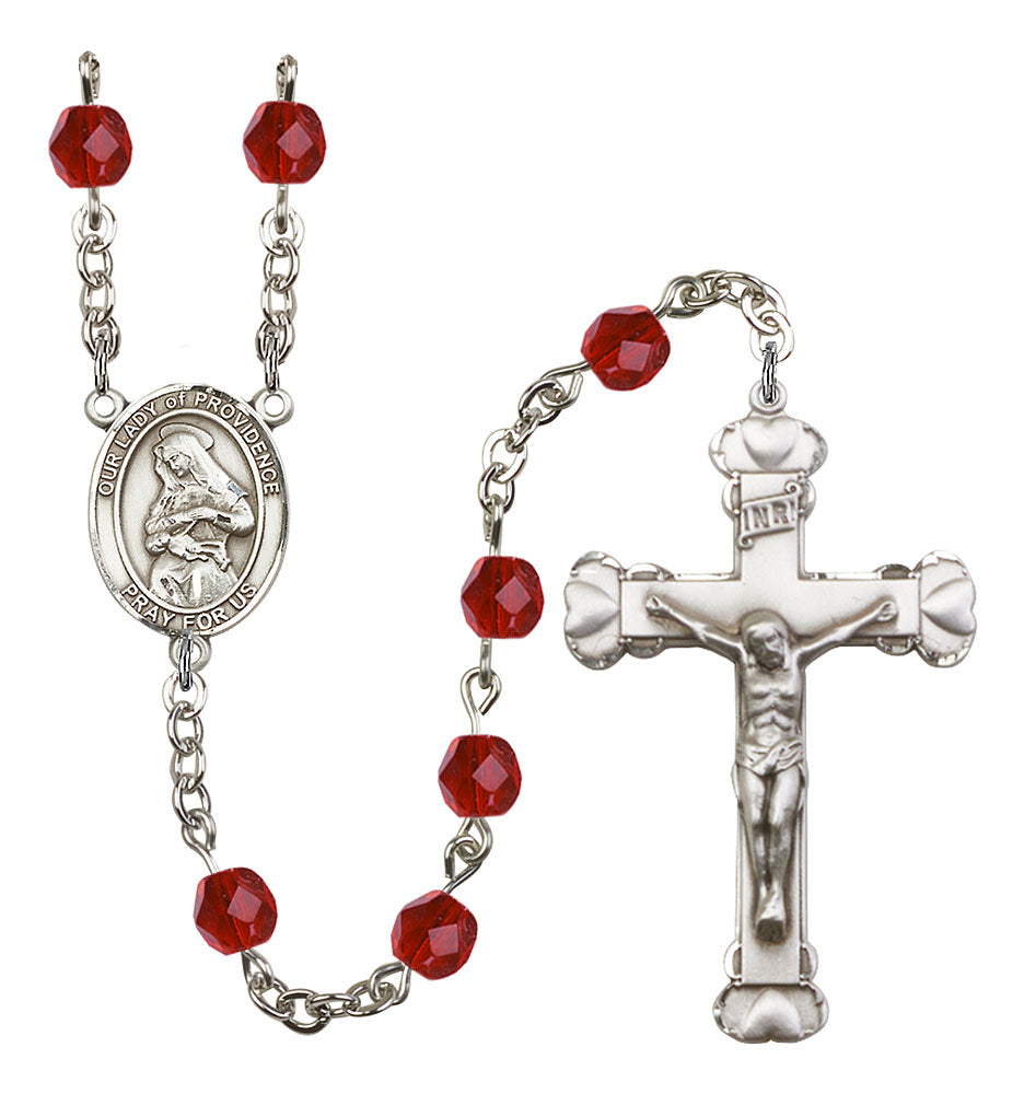 Our Lady of Providence Custom Birthstone Rosary - Silver