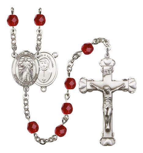 Divine Mercy Custom Birthstone Rosary - Silver
