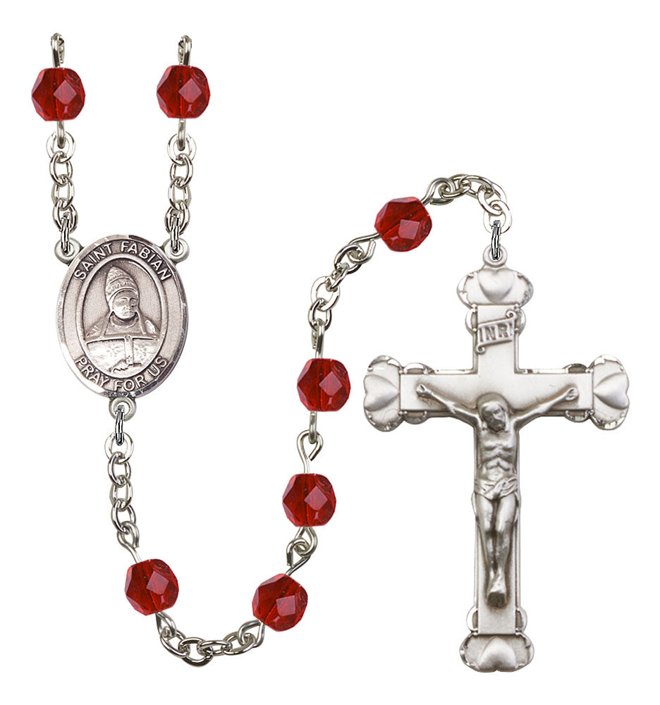 St. Fabian Custom Birthstone Rosary - Silver