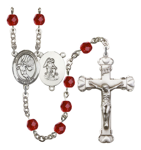 Guardian Angel / Football Custom Birthstone Rosary - Silver