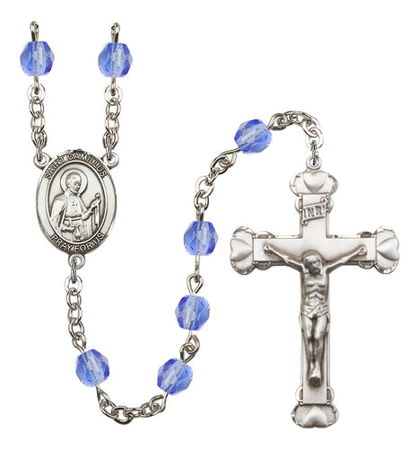 St. Camillus of Lellis Custom Birthstone Rosary - Silver