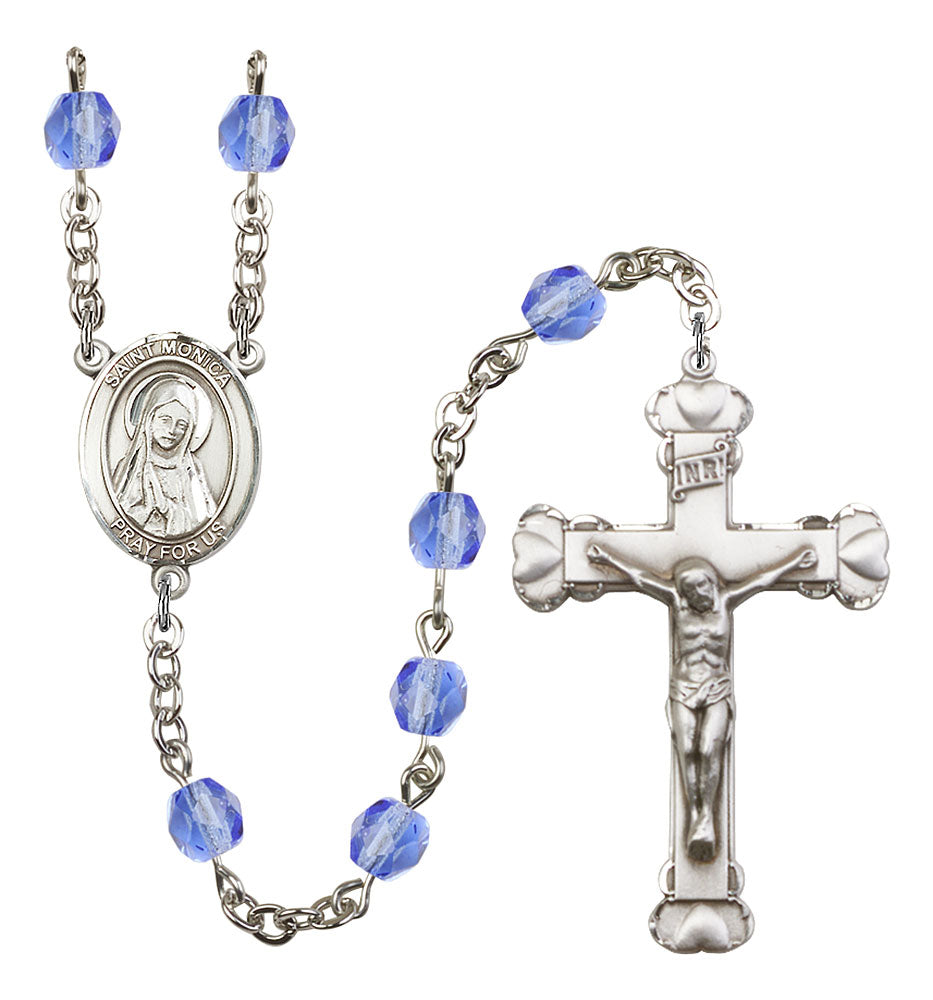 St. Monica Custom Birthstone Rosary - Silver