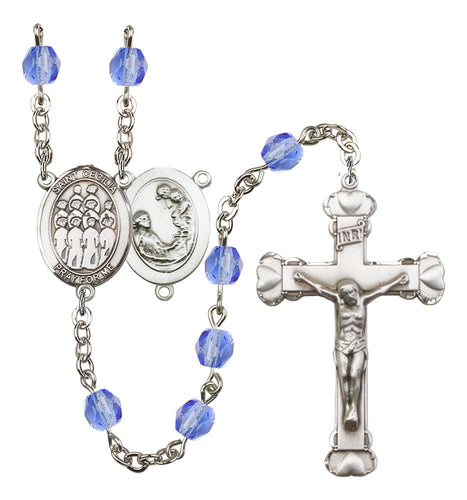 St. Cecilia / Choir Custom Birthstone Rosary - Silver