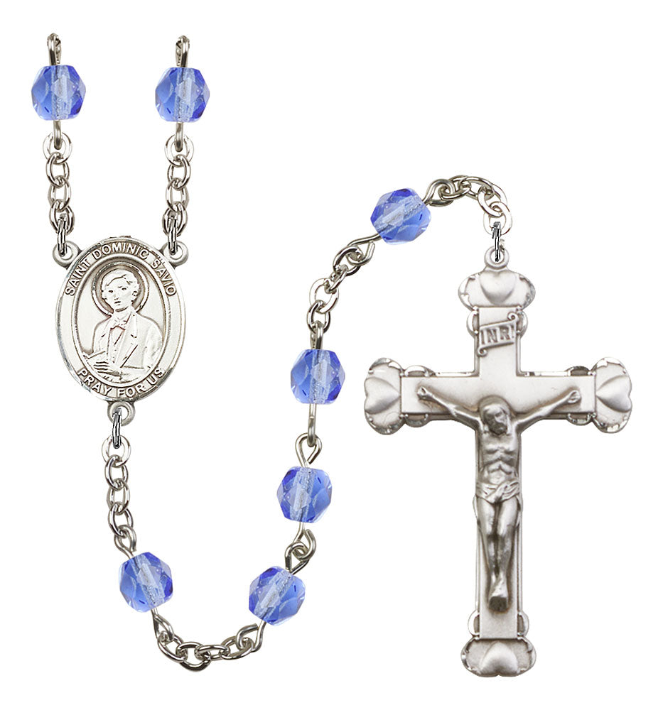 St. Dominic Savio Custom Birthstone Rosary - Silver