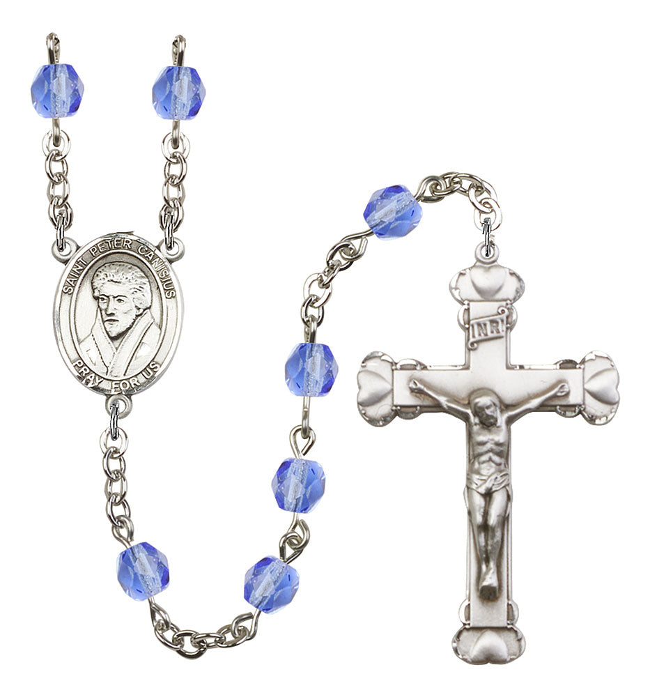 St. Peter Canisius Custom Birthstone Rosary - Silver