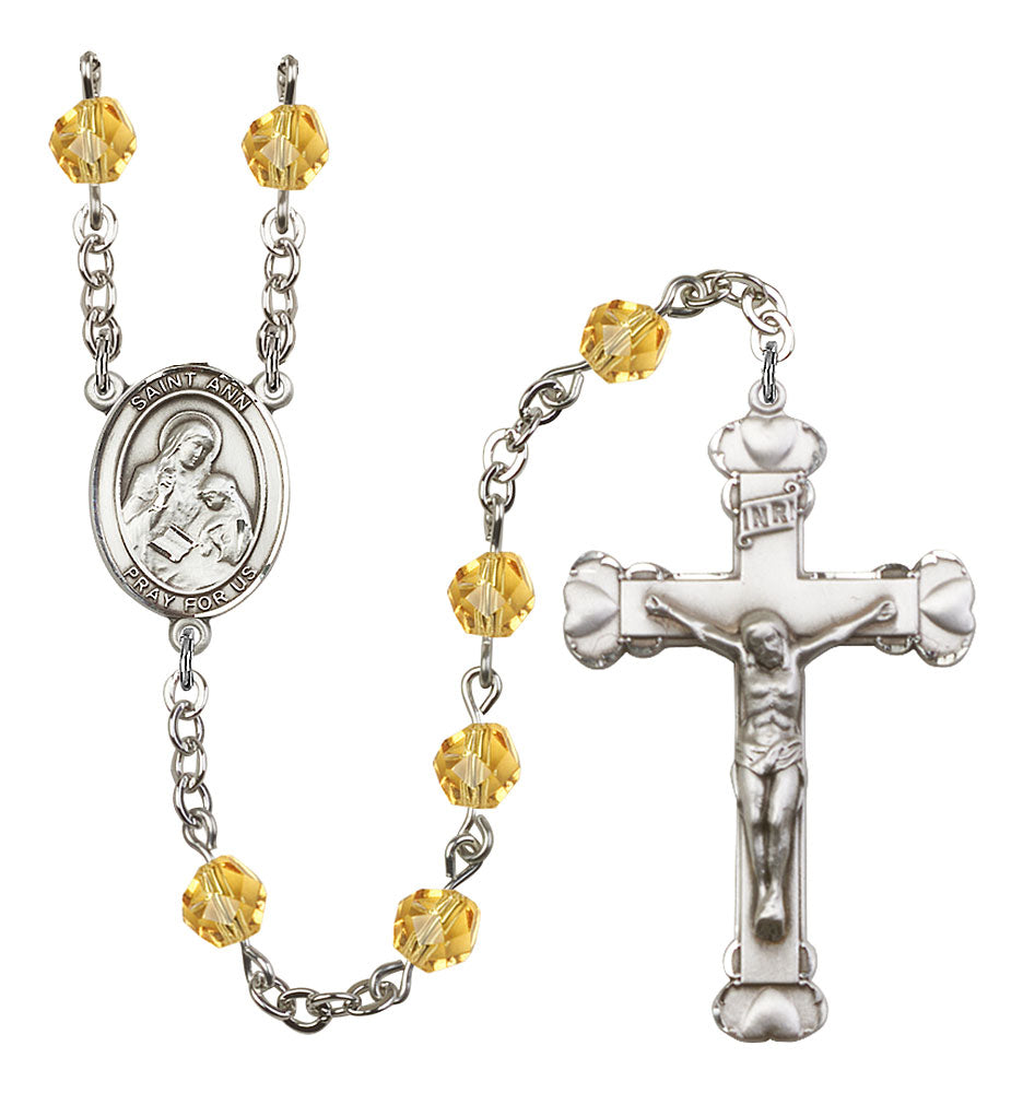 St. Ann Custom Birthstone Rosary - Silver