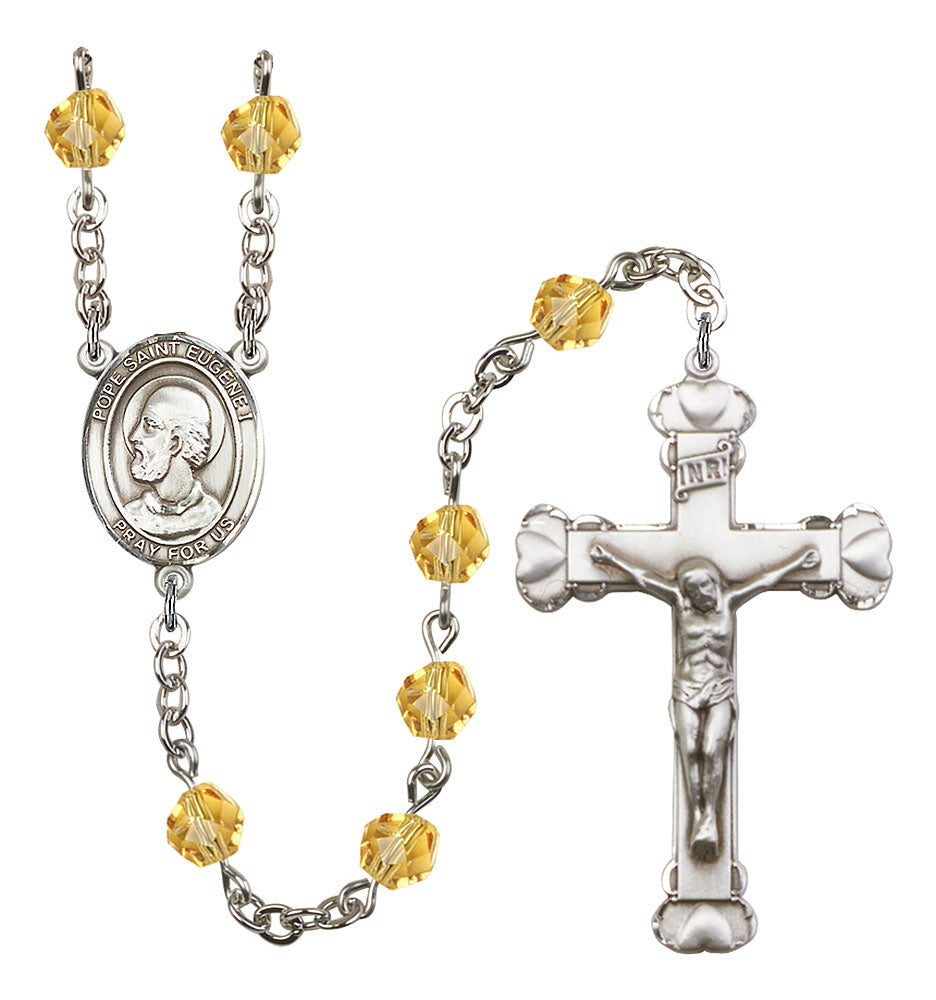 Pope St. Eugene I Custom Birthstone Rosary - Silver